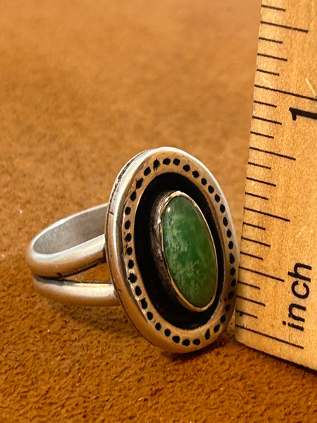 Oval Green Turquoise Ring by Don Lucas