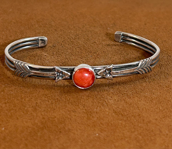 Orange Spiny Oyster Arrow Cuff by First American Traders
