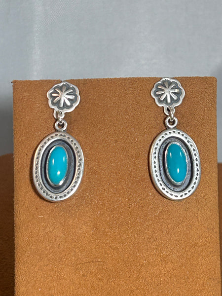 Oval Turquoise Earrings by Don Lucas