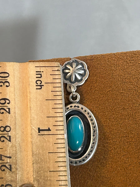 Oval Turquoise Earrings by Don Lucas