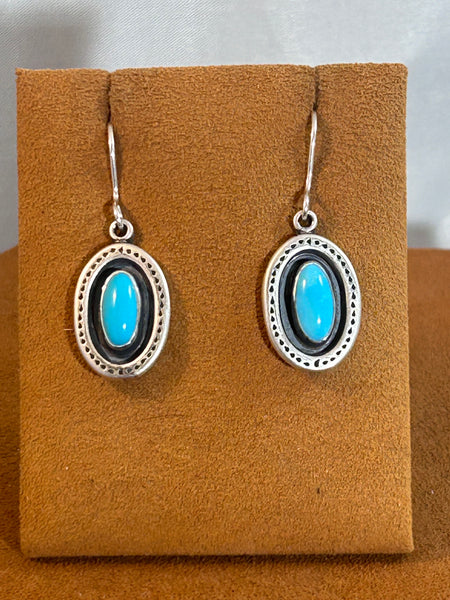 Blue Turquoise Oval Earrings by Don Lucas