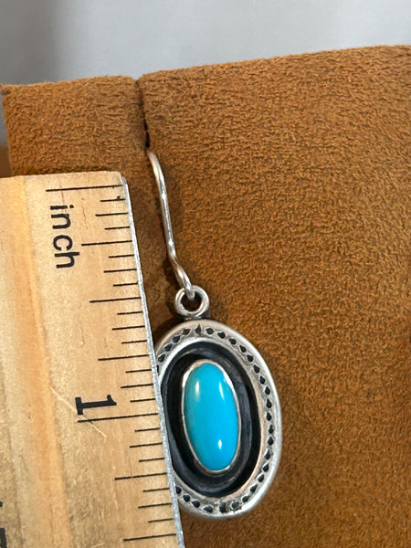 Blue Turquoise Oval Earrings by Don Lucas