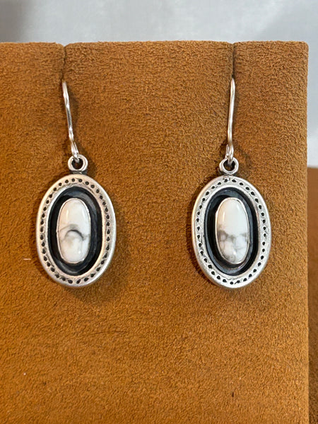 Dangle Howilite Oval Earrings by Don Lucas