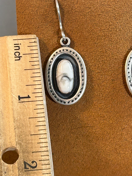 Dangle Howilite Oval Earrings by Don Lucas