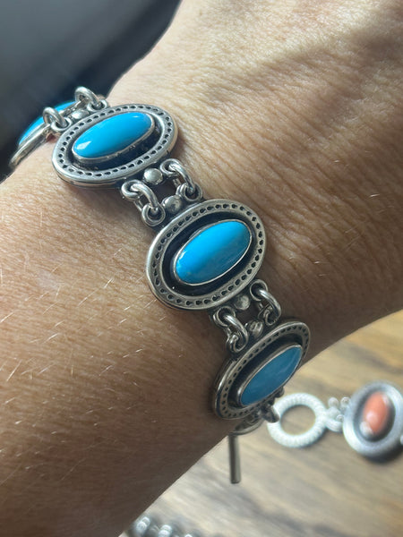 Oval Turquoise Link Bracelet by Don Lucas