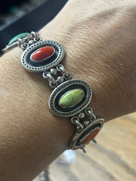 Oval Multi-Stone Link Bracelet by Don Lucas