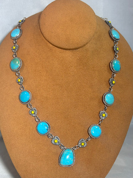 Turquoise and Rosarita Necklace by Emily Peck