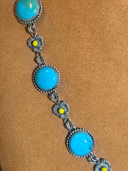 Turquoise and Rosarita Necklace by Emily Peck