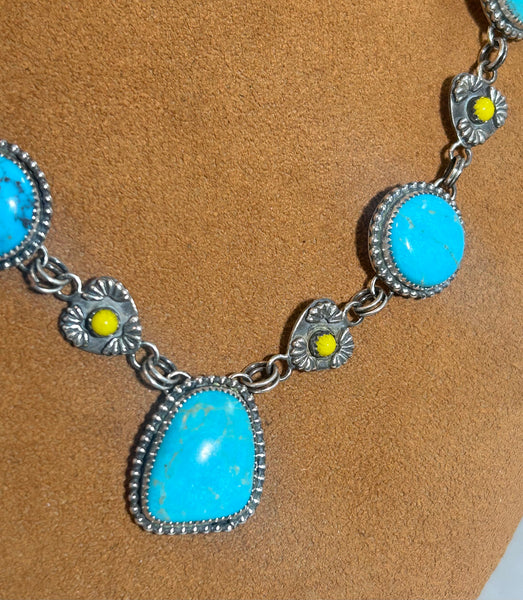 Turquoise and Rosarita Necklace by Emily Peck