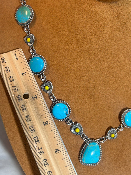 Turquoise and Rosarita Necklace by Emily Peck