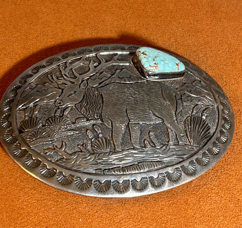 Elk Buckle by Fred Charley