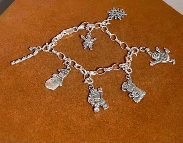 Sterling Silver Christmas Charm Bracelet by First American Traders