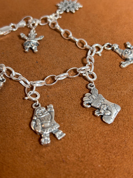 Sterling Silver Christmas Charm Bracelet by First American Traders