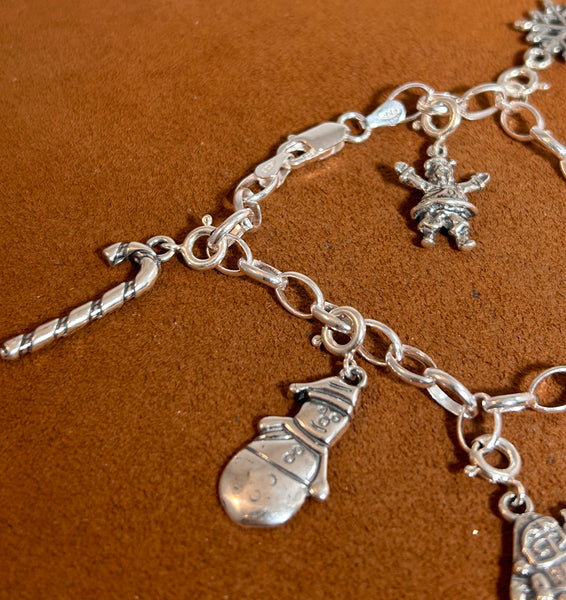 Sterling Silver Christmas Charm Bracelet by First American Traders