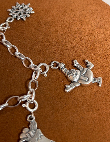 Sterling Silver Christmas Charm Bracelet by First American Traders