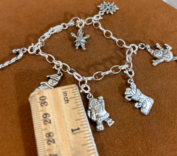 Sterling Silver Christmas Charm Bracelet by First American Traders