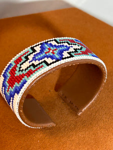 Classic White Rug Design Beaded Cuff by Pamela Chappell