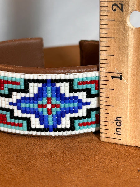 Classic White Rug Design Beaded Cuff by Pamela Chappell