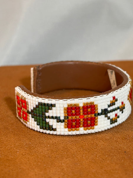 Bracelet (Thin White Heart Beaded Cuff by Pamela Chappell)