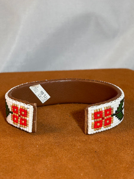 Bracelet (Thin White Heart Beaded Cuff by Pamela Chappell)