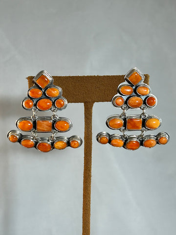 Three Tier Orange Spiny Oyster Earring by Don Lucas