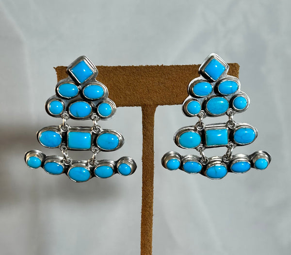 Three Tier Turquoise Earrings by Don Lucas