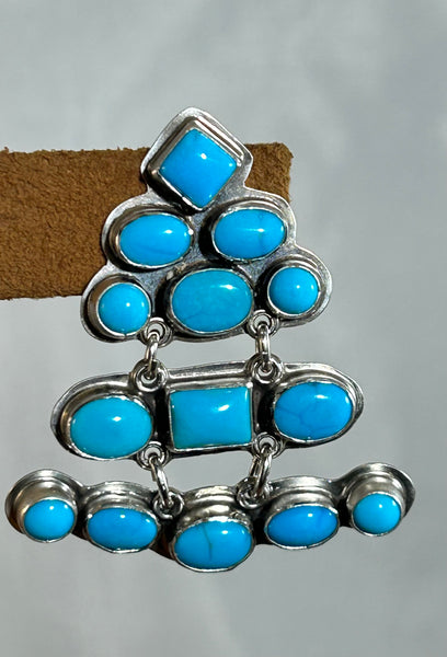 Three Tier Turquoise Earrings by Don Lucas