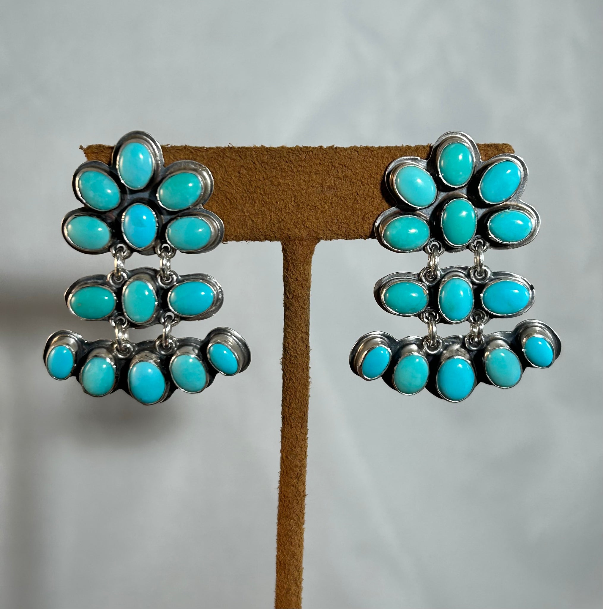 Three Tier Turquoise Earrings by Don Lucas