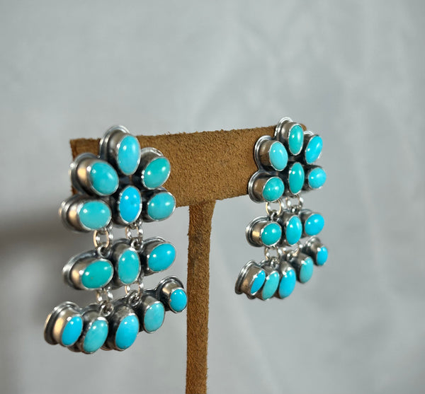 Three Tier Turquoise Earrings by Don Lucas