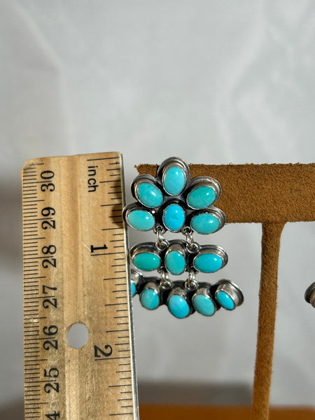 Three Tier Turquoise Earrings by Don Lucas