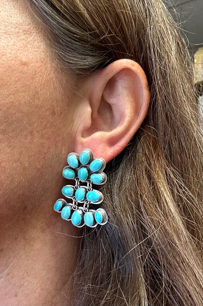 Three Tier Turquoise Earrings by Don Lucas