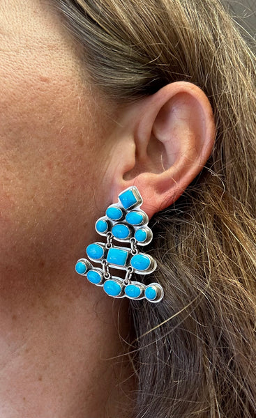 Three Tier Turquoise Earrings by Don Lucas