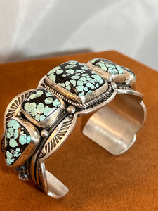 Hand Carved Angel Wing Turquoise Cuff by Bruce Eckhardt