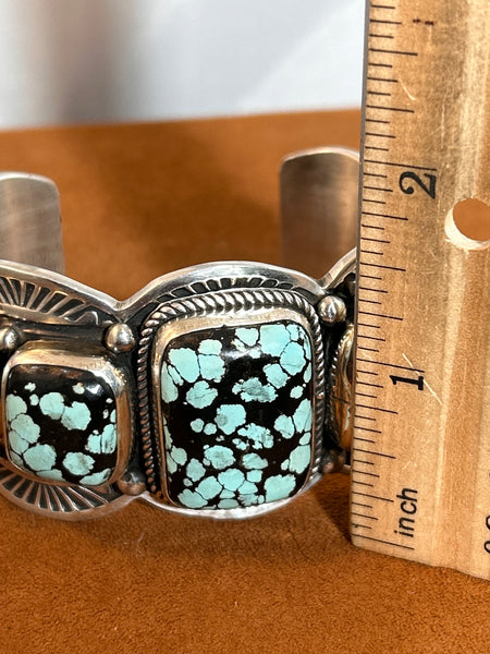 Hand Carved Angel Wing Turquoise Cuff by Bruce Eckhardt