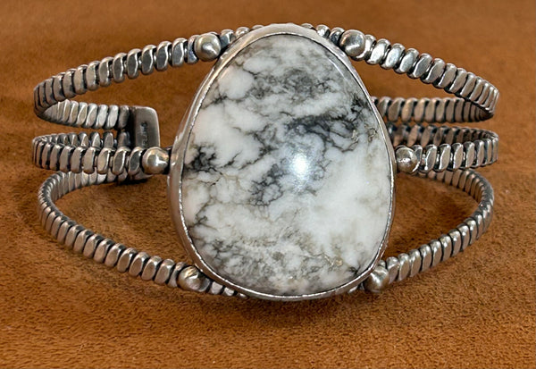 Large Drop White Buffalo Cuff by First American Traders.