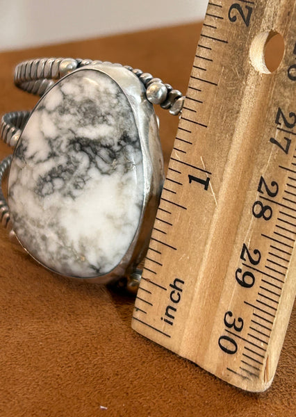 Large Drop White Buffalo Cuff by First American Traders.