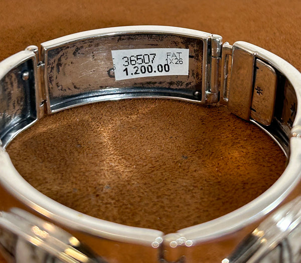 White Buffalo Inlay Hinge Cuff Bracelet by First American Traders