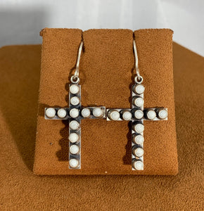 Howilite Cross Earrings by Don Lucas