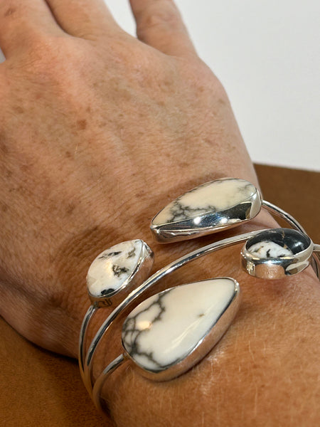 Contemporary Four Stone White Buffalo Cuff by First American Traders.