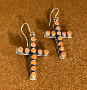 Coral Cross Earrings by Don Lucas