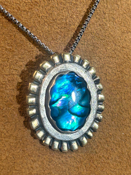 Sea Blue Abalone Necklace by Clif Doran