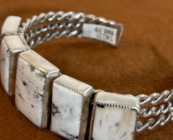 Rectangular White Buffalo Cuff by First American Traders.