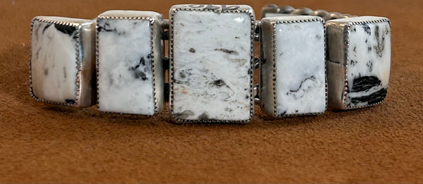 Rectangular White Buffalo Cuff by First American Traders.