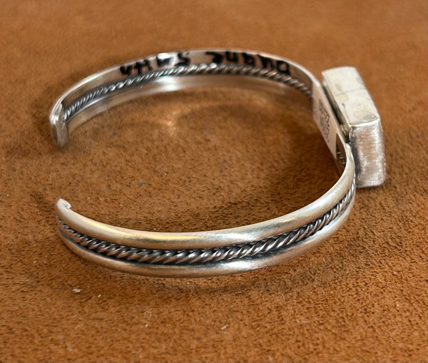 Rectangular White Buffalo Cuff by First American Traders.