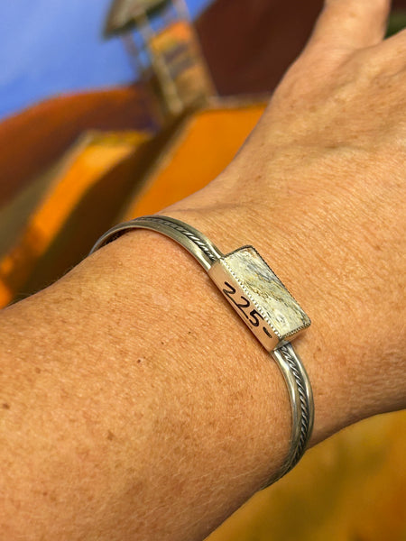 Rectangular White Buffalo Cuff by First American Traders.