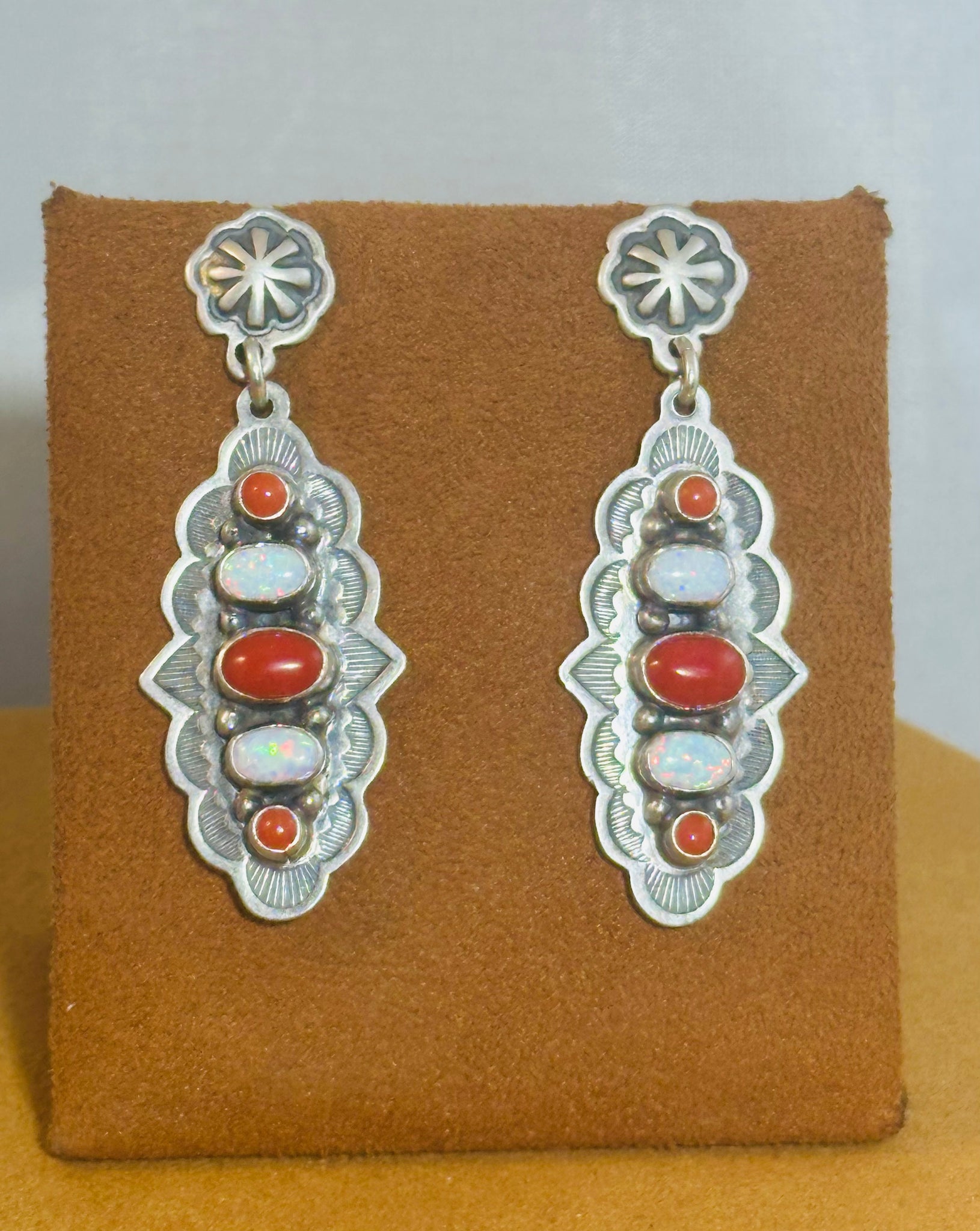 Coral and Opal Drop Post Earrings by Don Lucas (Copy)