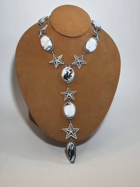 Stars and White Buffalo Necklace by Francis Fred