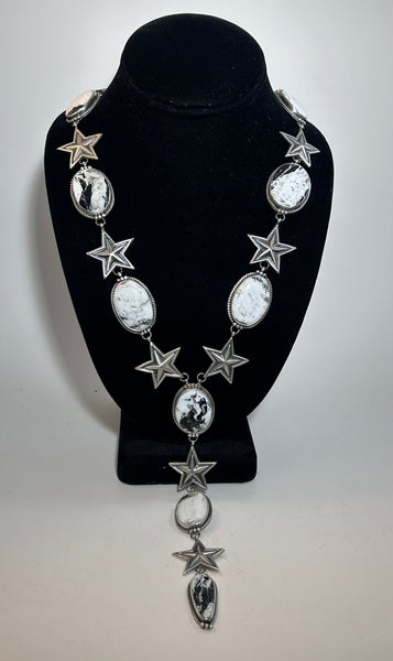 Stars and White Buffalo Necklace by Francis Fred