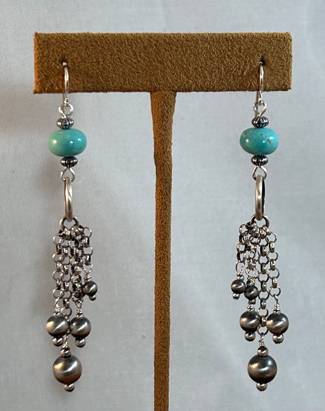Earrings by KRS Turquoise Bead and chain