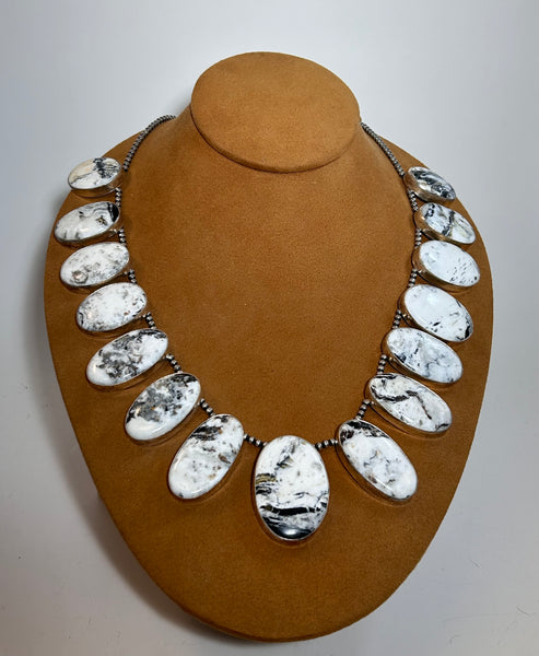 15 Stone White Buffalo Necklace by Larry Kaye